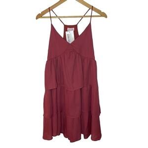 Pink Lily V-Neck Pink Ruffle Sleeveless Babydoll Mini Dress Size Small